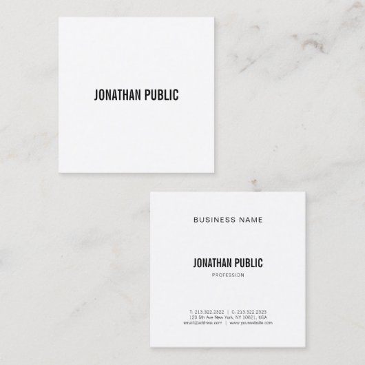 グラフィックエレガントモダントレンディープレーンミニマル スクエア名刺 (正面/裏面)