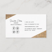 グラフィックエレガント白黒金ゴールドグリッタースタイリスト 名刺 (裏面)