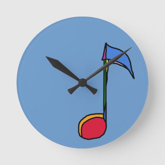 グラフィックカラフル音符 ラウンド壁時計 (正面)