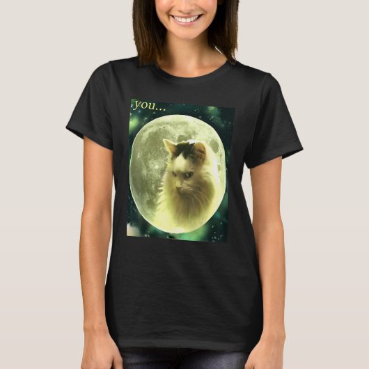 グラフィックキャットの月 女性と母のための猫 Tシャツ (正面)