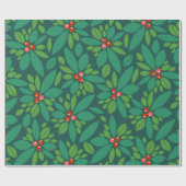 グラフィッククリスマスホリー ラッピングペーパー (フラット)