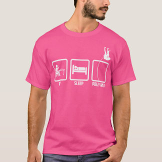 グラフィッククールおもしろいデザイン食べスリープおよびポールヴォールト Tシャツ