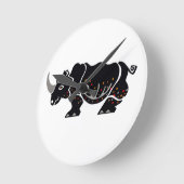グラフィッククールサイRHINOCEROS – アフリカ – 保全 ラウンド壁時計 (傾斜)