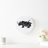 グラフィッククールサイRHINOCEROS – アフリカ – 保全 ラウンド壁時計 (ホーム)