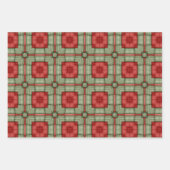 グラフィックグリーンとレッドラッピング紙 ラッピングペーパーシート (正面)