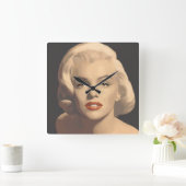 グラフィックグレーマリリン スクエア壁時計 (ホーム)