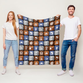 グラフィックコーヒーアイコン フリースブランケット