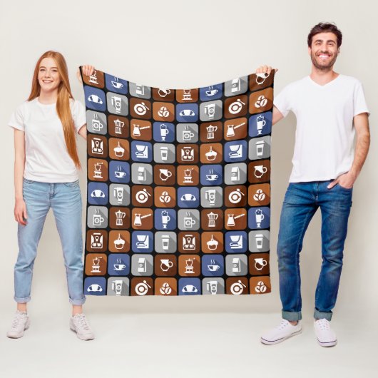 グラフィックコーヒーアイコン フリースブランケット (インサイチュ)
