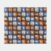 グラフィックコーヒーアイコン フリースブランケット (正面(横))