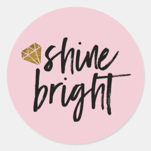 グラフィックシャインブライト文字と金ゴールドダイヤモンド ラウンドシール