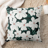 グラフィックシンプルスケッチ春ホワイトフラワーガーデン クッション (ブランケット)