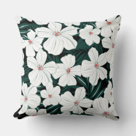 グラフィックシンプルスケッチ春ホワイトフラワーガーデン クッション