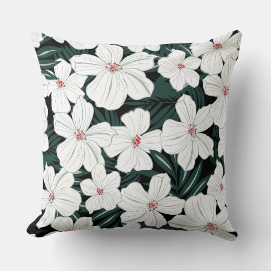 グラフィックシンプルスケッチ春ホワイトフラワーガーデン クッション (正面)