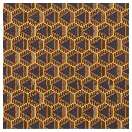 グラフィックジオメトリックパターン抽象芸術黒（黄色） ファブリック (クローズアップ)