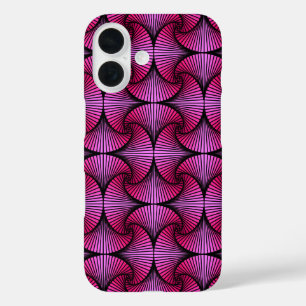 グラフィックジオメトリック3Dスキャロプファンピンク iPhone 16ケース