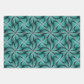 グラフィックジオメトリック3Dスパイラルツイストグリーンイエローブルー ラッピングペーパーシート (正面)