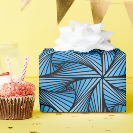 グラフィックスジオメトリ3Dらせん状ツイストブルー ラッピングペーパー (誕生日パーティー)
