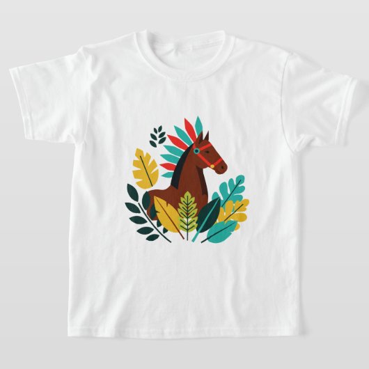 グラフィックスタイルの馬 Tシャツ (レイダウン)