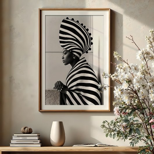 グラフィックストライプのグラマー:アヴァンギャルドポートレート ポスター