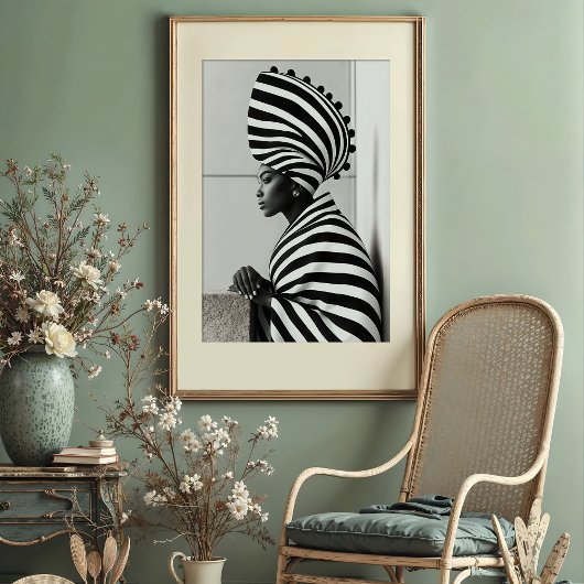 グラフィックストライプのグラマー:アヴァンギャルドポートレート ポスター