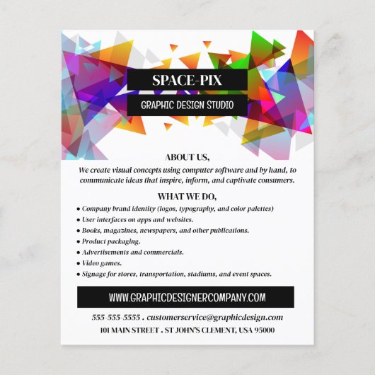 グラフィックス三角形デザイン、グラフィックスデザイン広告 チラシ (正面)