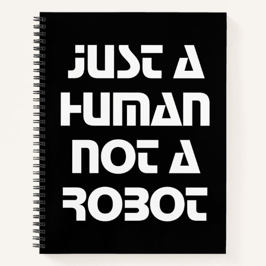 グラフィックタイポグラフィロボットではなく人間のみ ノートブック (正面)