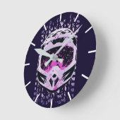 グラフィックダートバイクヘルメット ラウンド壁時計 (傾斜)