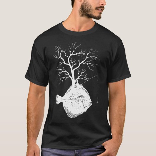 グラフィックツリー釣り竿 魚ヒラメ 1 Tシャツ (正面)