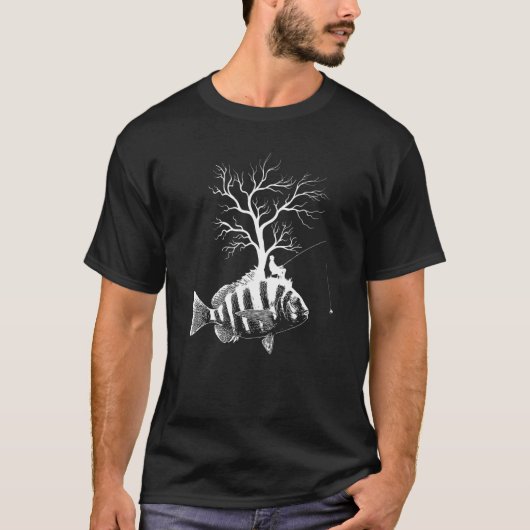 グラフィックツリー釣り竿 魚 ニベ 1 Tシャツ (正面)