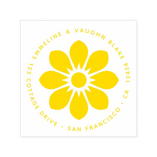 グラフィックデイジーひまわり花春夏 セルフインキングスタンプ (デザイン)