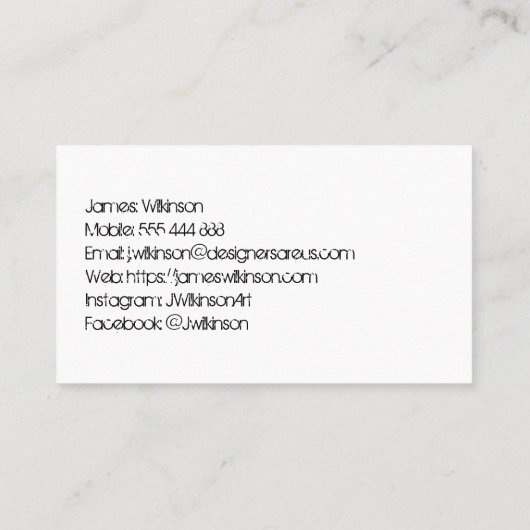 グラフィックデザイナーまたはアーティスト名刺 名刺 (裏面)