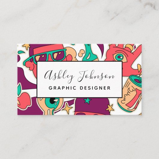 グラフィックデザイナーイラストレーポップ・アートのタアートソーシャルメディア 名刺 (正面)