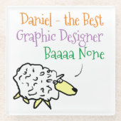 グラフィックデザイナーガラスコースターの羊のデザイン ガラスコースター (正面)