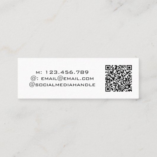 グラフィックデザイナーティール（緑がかった色）スエレガントクリプトQRコード スキニー名刺 (裏面)
