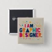 グラフィックデザイナーバッジ(2" x 2") 缶バッジ (正面&裏面)