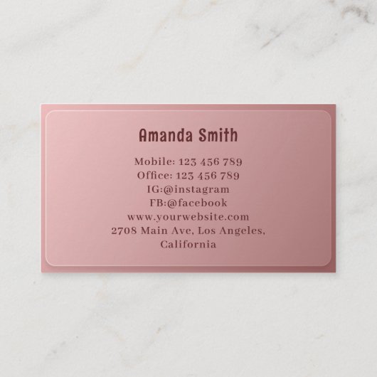 グラフィックデザイナー | くもの巣デザイナーピンクガラス 名刺 (裏面)