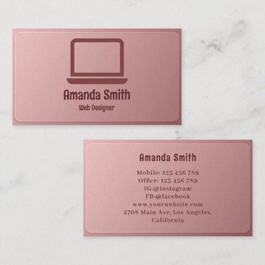 グラフィックデザイナー | くもの巣デザイナーピンクガラス 名刺 (正面/裏面)