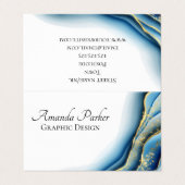 グラフィックデザインティール（緑がかった色）金ゴールドインクカスタム折り畳み可能 名刺 (外部フラット)