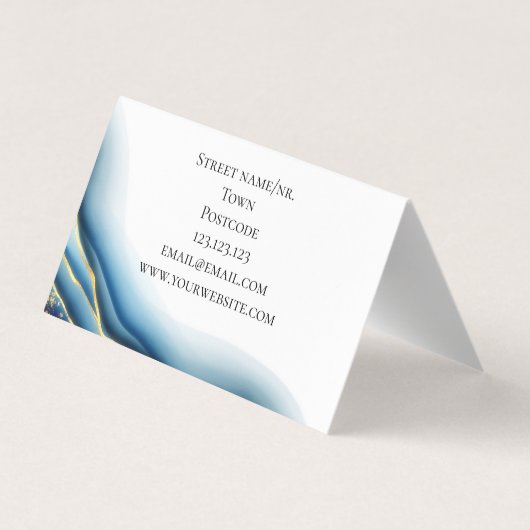 グラフィックデザインティール（緑がかった色）金ゴールドインクカスタム折り畳み可能 名刺 (裏面)
