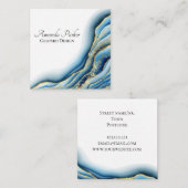 グラフィックデザインティール(緑がかった色)geodeインクカスタムシンプル スクエア名刺 (正面/裏面)