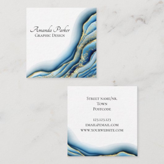 グラフィックデザインティール(緑がかった色)geodeインクカスタムシンプル スクエア名刺 (正面/裏面)