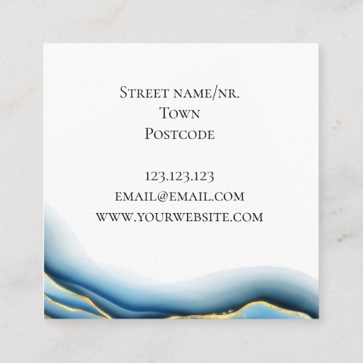 グラフィックデザインティール（緑がかった色）geodeインクカスタムシンプル スクエア名刺 (裏面)