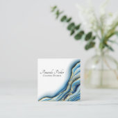 グラフィックデザインティール（緑がかった色）geodeインクカスタムシンプル スクエア名刺 (スタンド正面)