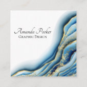 グラフィックデザインティール（緑がかった色）geodeインクカスタムシンプル スクエア名刺 (正面)