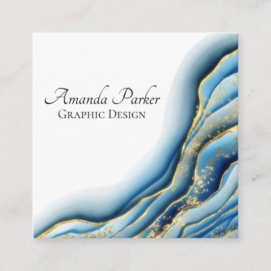 グラフィックデザインティール（緑がかった色）geodeインクカスタムシンプル スクエア名刺 (正面)