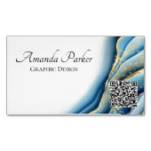 グラフィックデザインティール(緑がかった色)geodeインクQRコード マグネット名刺 (正面)