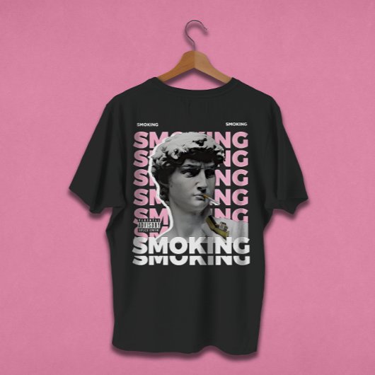 グラフィックデザインデイビッド彫刻喫煙ストリートウェア Tシャツ