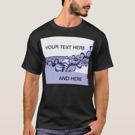 グラフィックデザインパターン – 白い青+テキスト Tシャツ (正面)