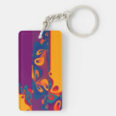 グラフィックデザインパターン – 紫オレンジ+テキスト キーホルダー (裏面)