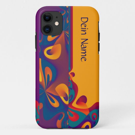 グラフィックデザインパターン – 紫オレンジ+テキスト Case-Mate iPhoneケース (裏面)